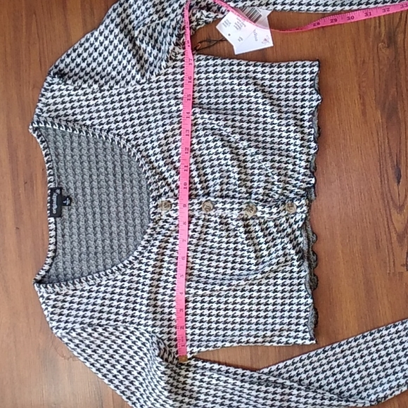 SALE$ NWT Y2K Houndstooth Button Crop Top L - Picture 4 of 8